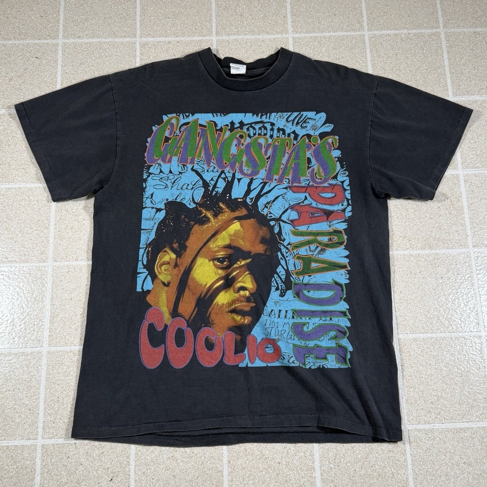 Vtg 90s Coolio Gangsta's Paradise Too Hot Rap T-Shirt Hiphop Sz L Single Stitch